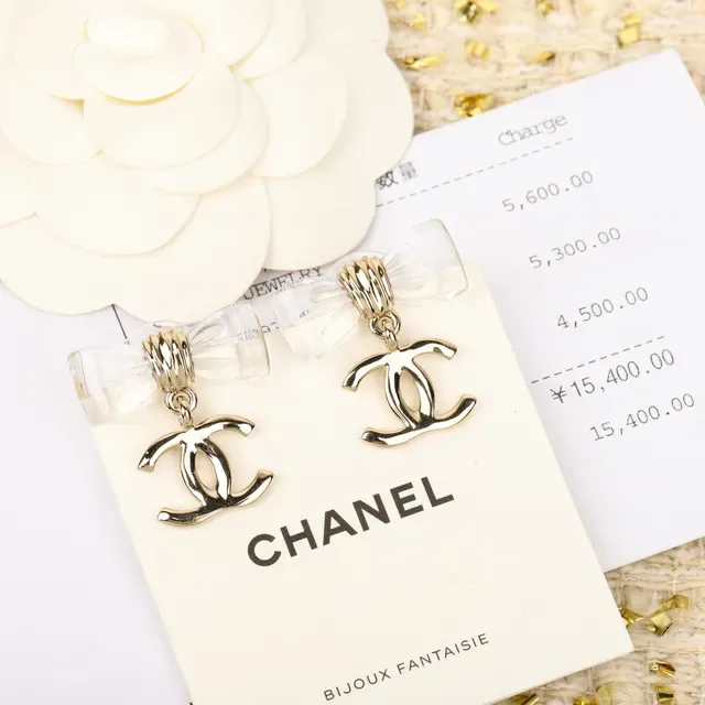 Chanel Bow and CC Logo Crystal Earrings 8