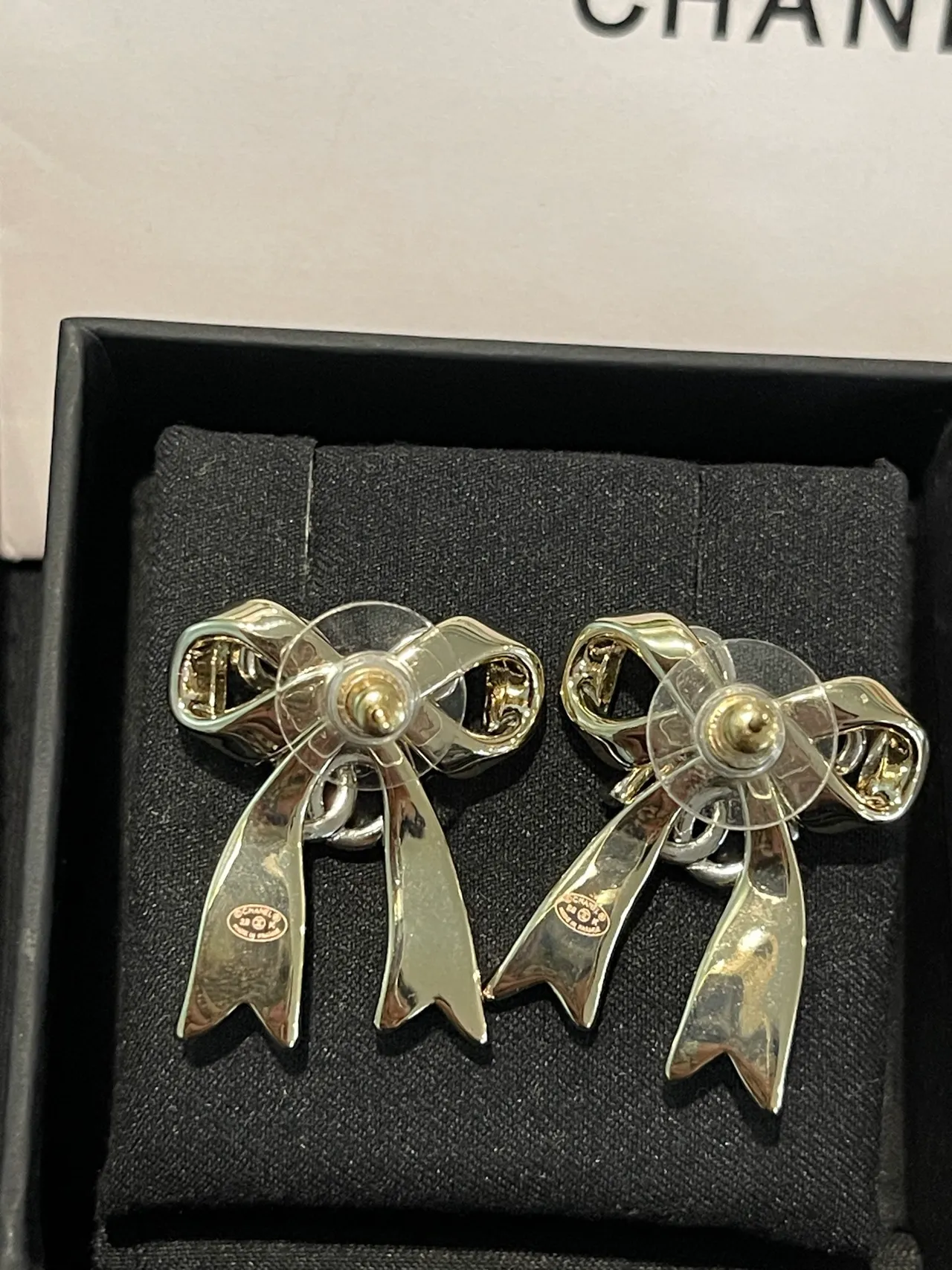 Chanel Bow Silver White Crystal-Pavé Earrings 6