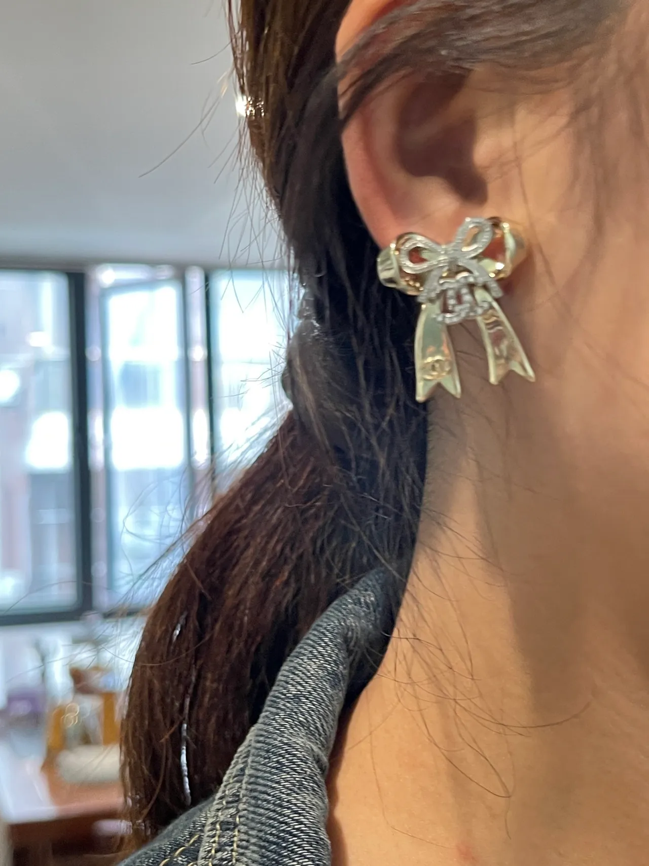 Chanel Bow Silver White Crystal-Pavé Earrings 8