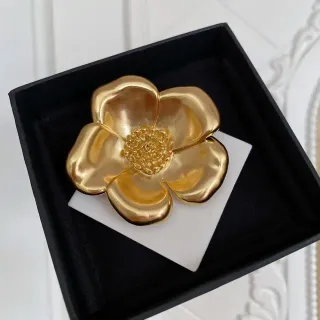 Chanel Camellia Brooch Gold Metallic Flower Brooch