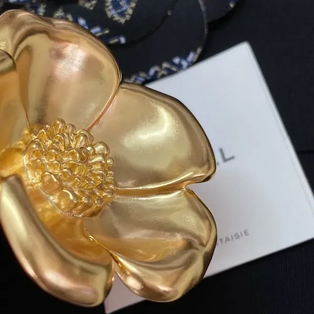 Chanel Camellia Broche Doré Métallique Fleur 6