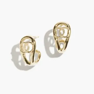 Chanel CC Logo 环形金色耳环