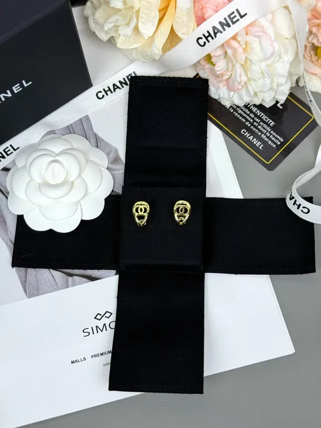 Chanel CC Logo Loop Gold-Tone Earrings 5