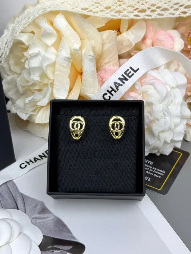 Chanel CC Logo Loop Gold-Tone Earrings 7