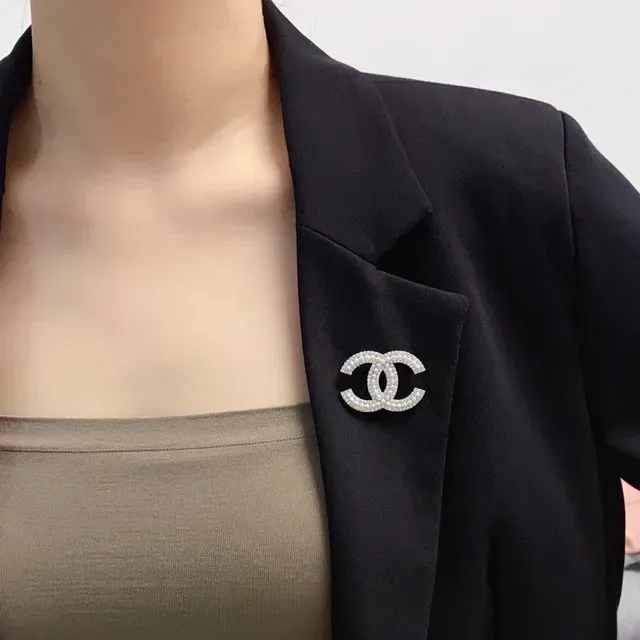 Chanel CC Logo Pave Crystal Brooch 9
