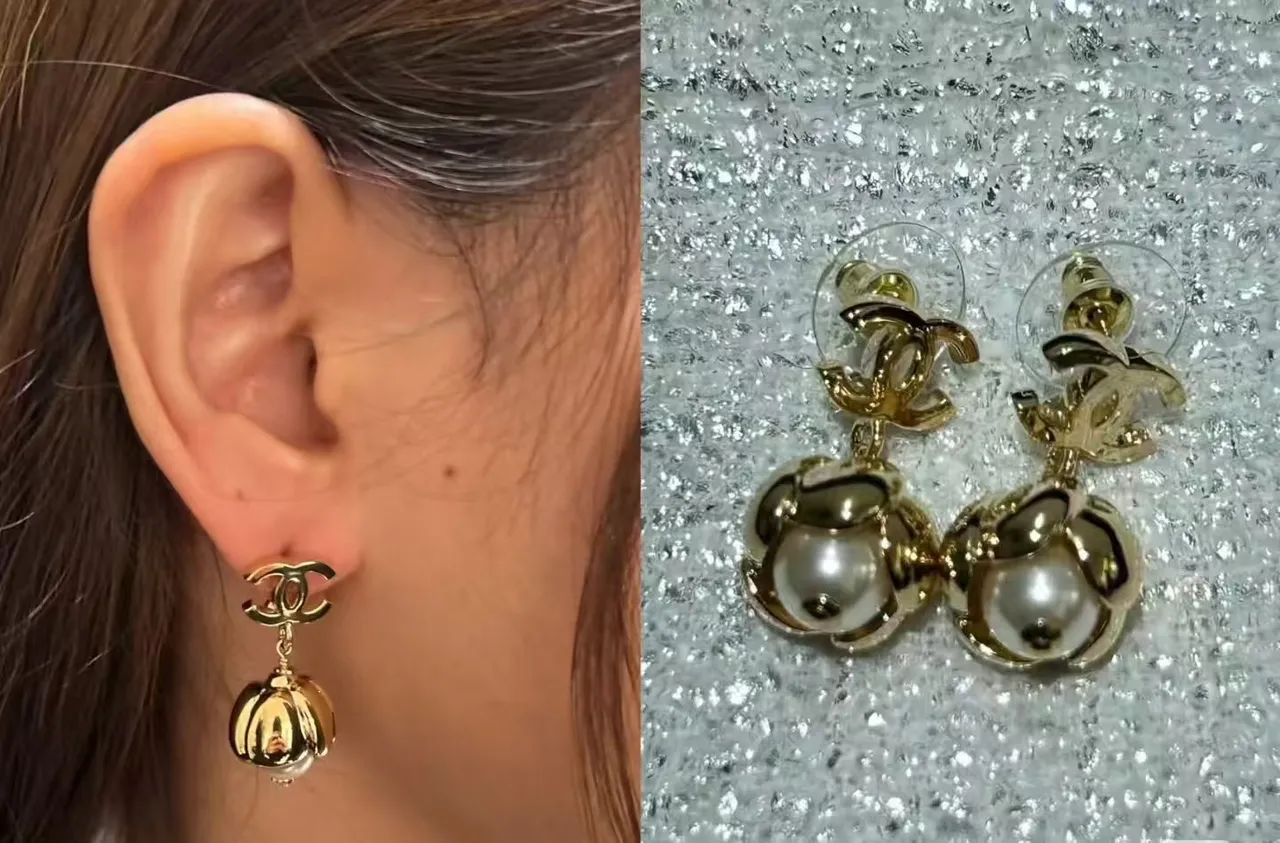 Chanel CC Logo Pearl Drop Earrings 2