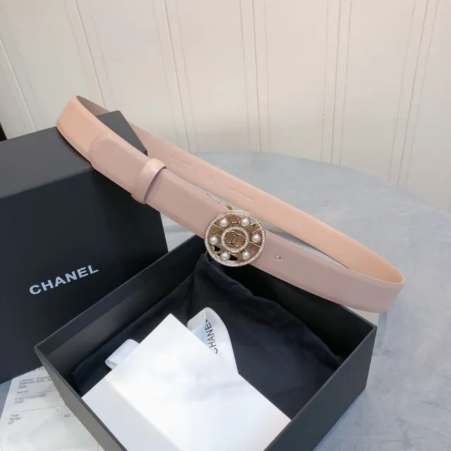 Chanel CC Perle Beige Doré Cristal-Trimmed Cuir Ceinture 2