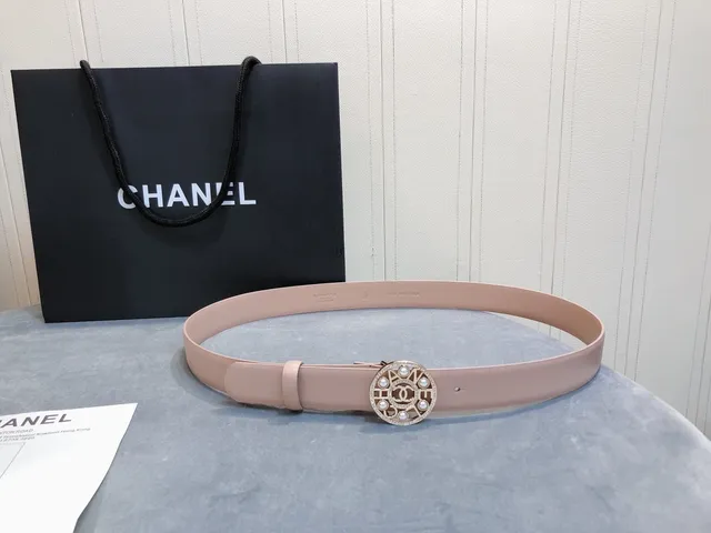 Chanel CC Perle Beige Doré Cristal-Trimmed Cuir Ceinture 3