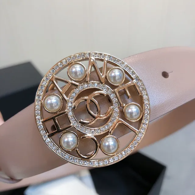 Chanel CC Perle Beige Doré Cristal-Trimmed Cuir Ceinture 4