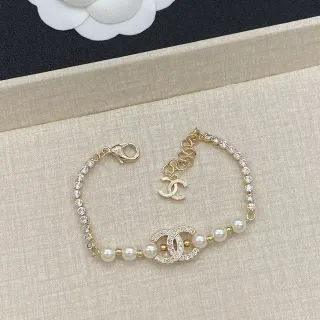 Chanel CC Pearl Bracelet Gold White Bracelet