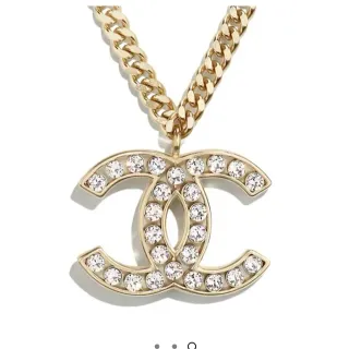 Chanel CC Pendant Gold Transparent Curb Chain Crystal-Pavé Interlocking Necklace