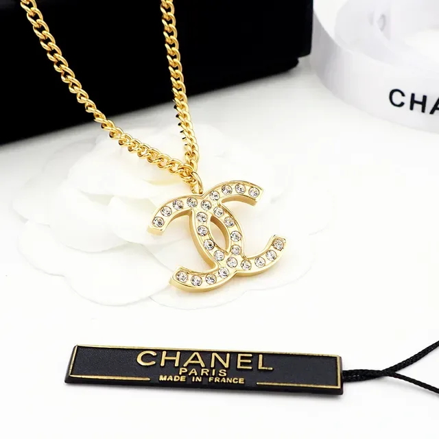 Chanel CC Pendentif Doré Chaîne Curb Transparente Cristal-Pavé Colier Interlocking 2