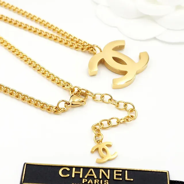 Chanel CC Pendentif Doré Chaîne Curb Transparente Cristal-Pavé Colier Interlocking 4