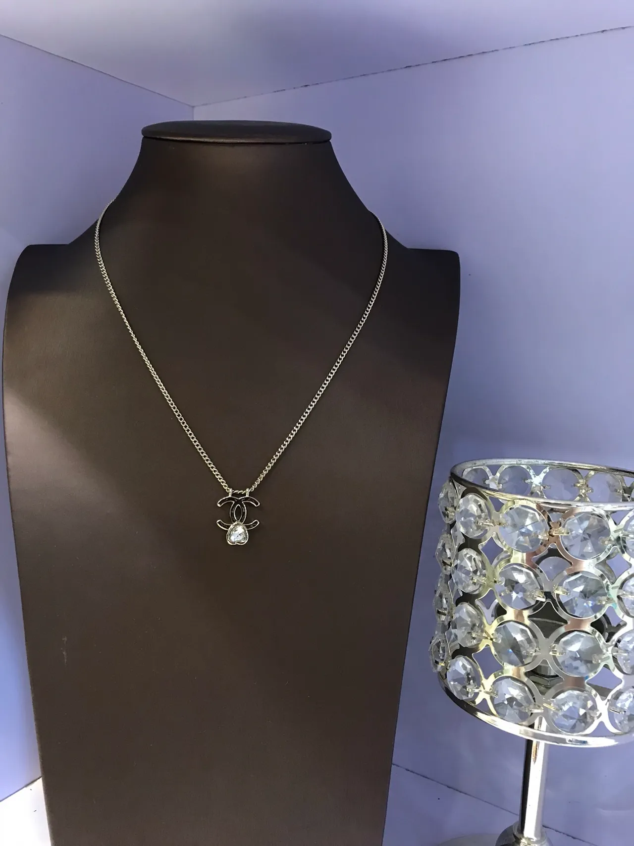 Chanel CC Pendant Necklace Gold White Chain Interlocking Necklace 2