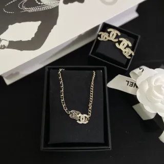 Chanel Classic Double CC Crystal Pavé Necklace