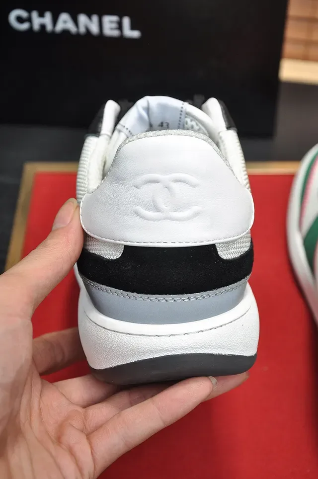 Chanel Court Classic White Green Panelled Color-Blocked Sneakers 2
