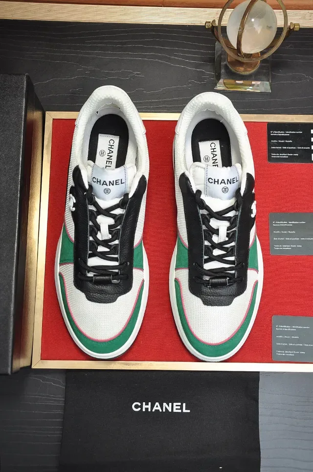 Chanel Court Classic White Green Panelled Color-Blocked Sneakers 9
