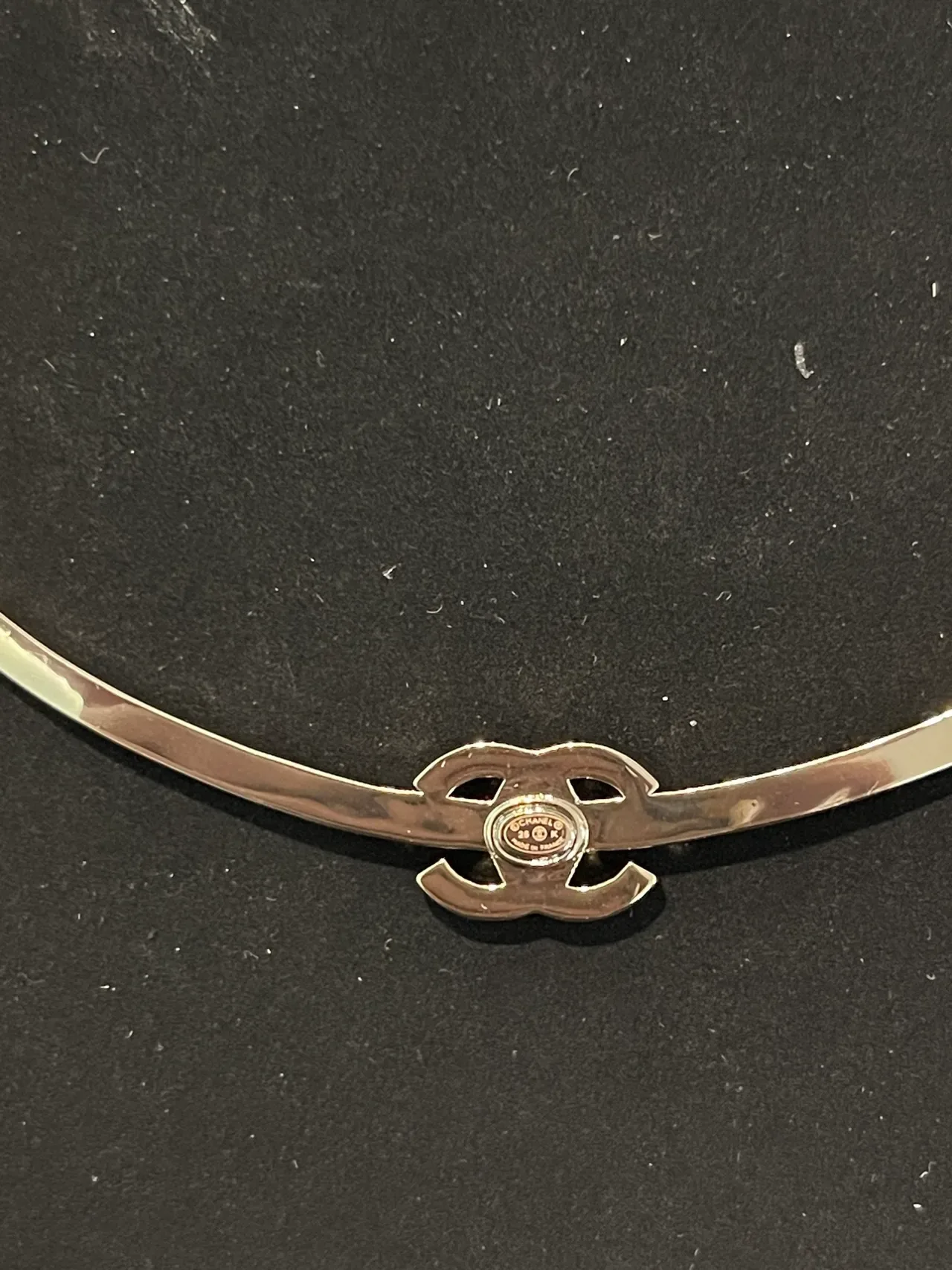 Chanel Crystal Bar Collier Or Argent Curb-Link Chain Pendentif 3