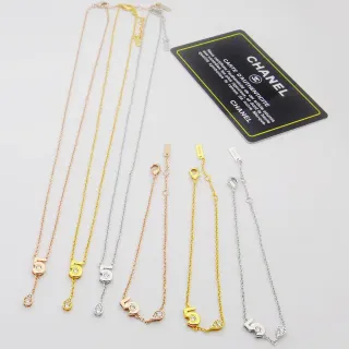 Chanel Gold Silver Numeric '5' Pendant Teardrop Crystal Drop Necklace
