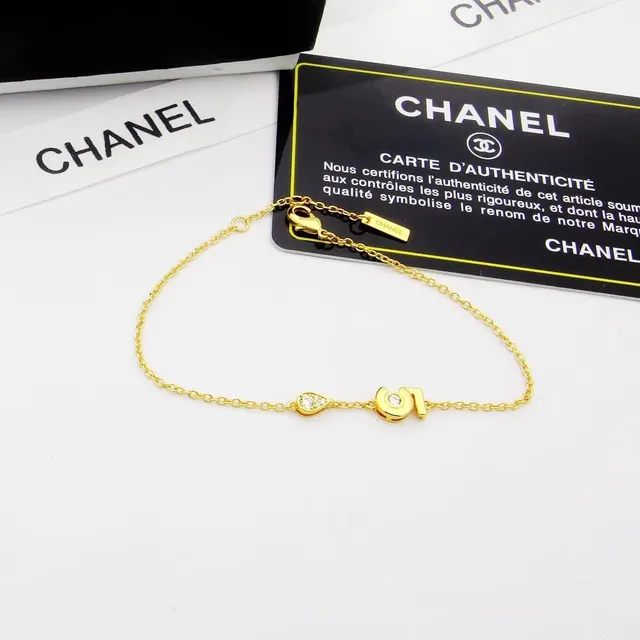 Chanel Gold Silver Numeric '5' Pendant Teardrop Crystal Drop Necklace 2