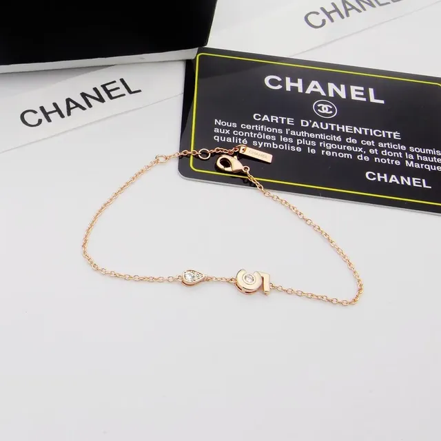 Chanel Gold Silver Numeric '5' Pendant Teardrop Crystal Drop Necklace 3