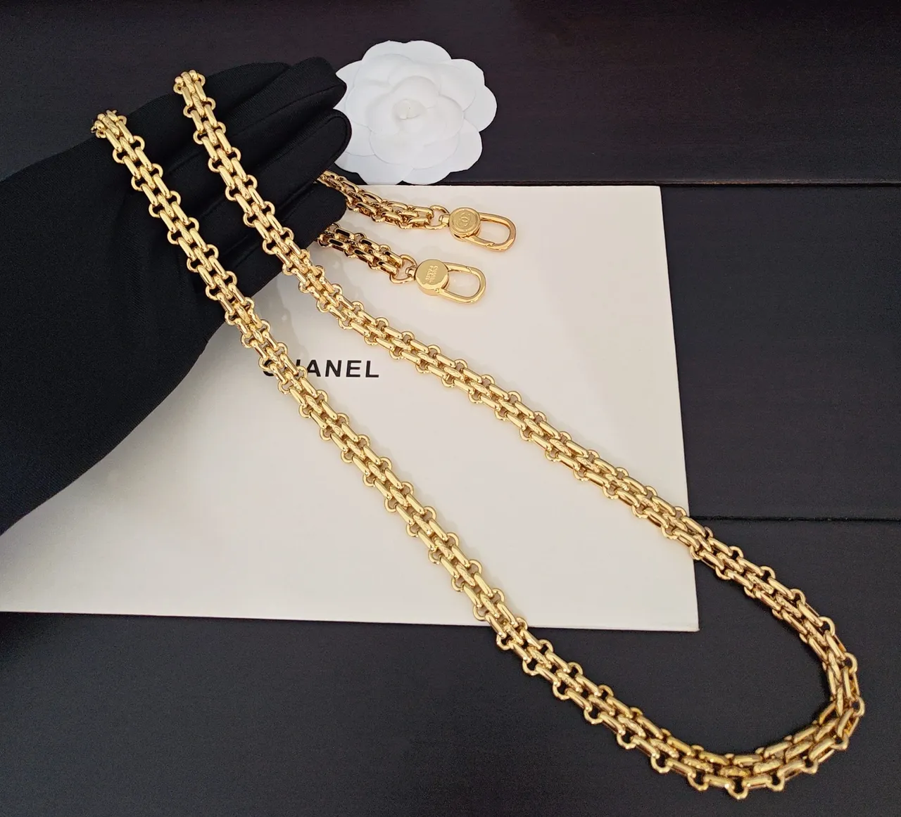 Chanel Gold-Tone Double-Link Curb Chain Necklace 2