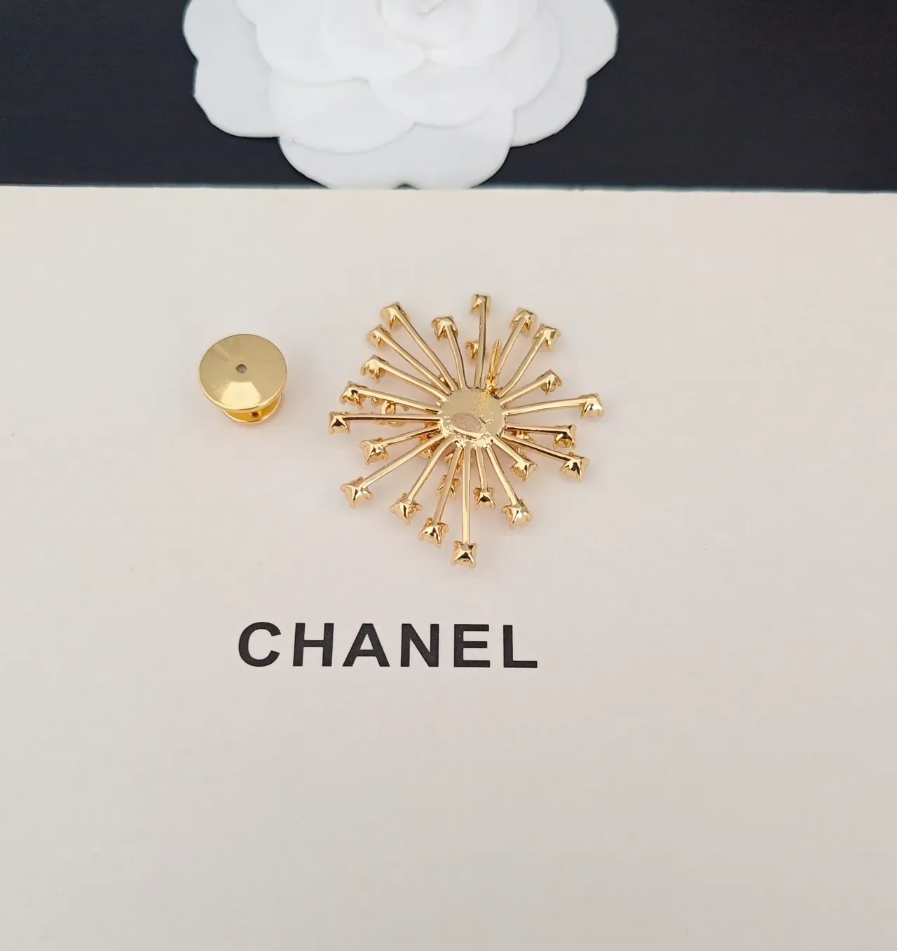 Chanel Gold-Tone Starburst Spike Brooch 2