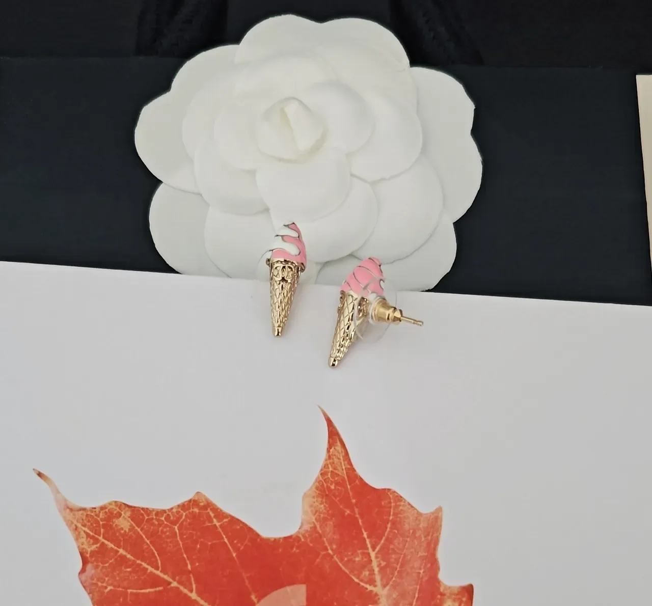 Chanel Ice Cream Cone Enamel Stud Earrings 2