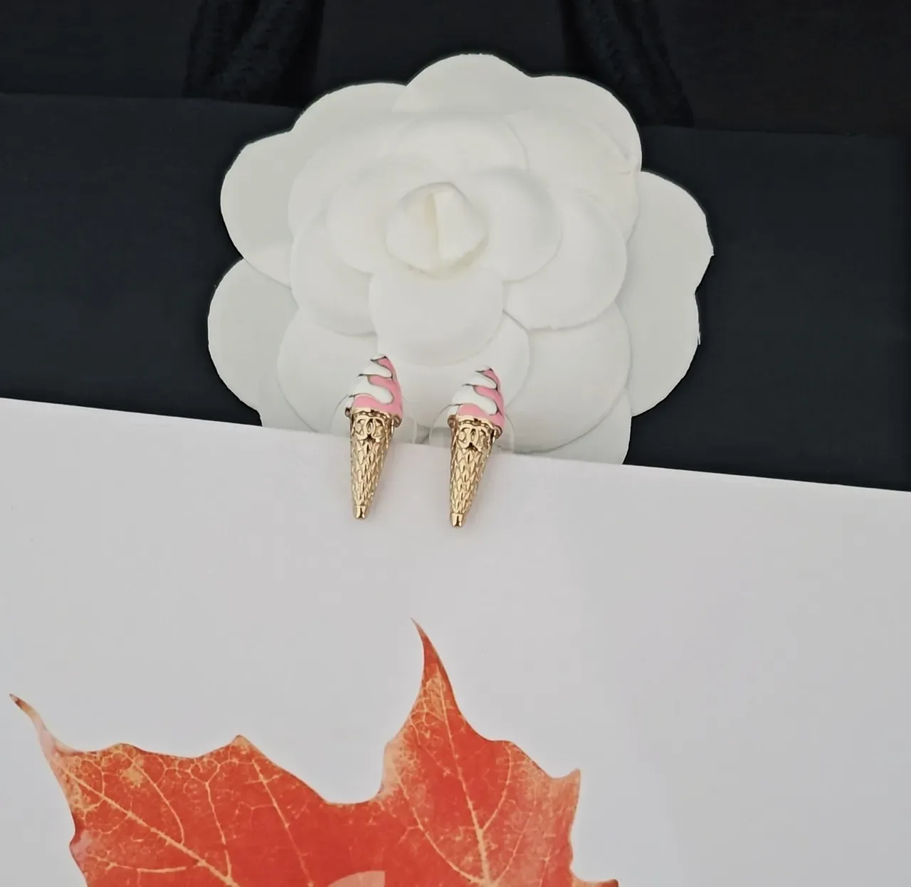 Chanel Ice Cream Cone Enamel Stud Earrings 3