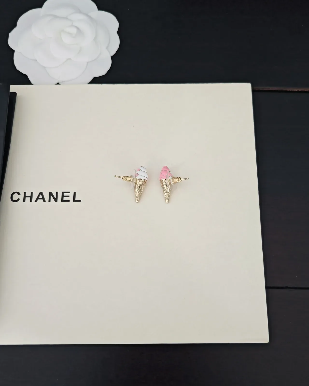 Chanel Ice Cream Cone Enamel Stud Earrings 4