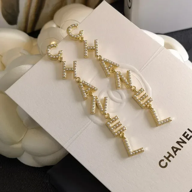 Chanel Logo Letter Pearl Earrings 8
