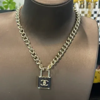 Chanel Padlock Pendant Silver-Tone Chain Necklace