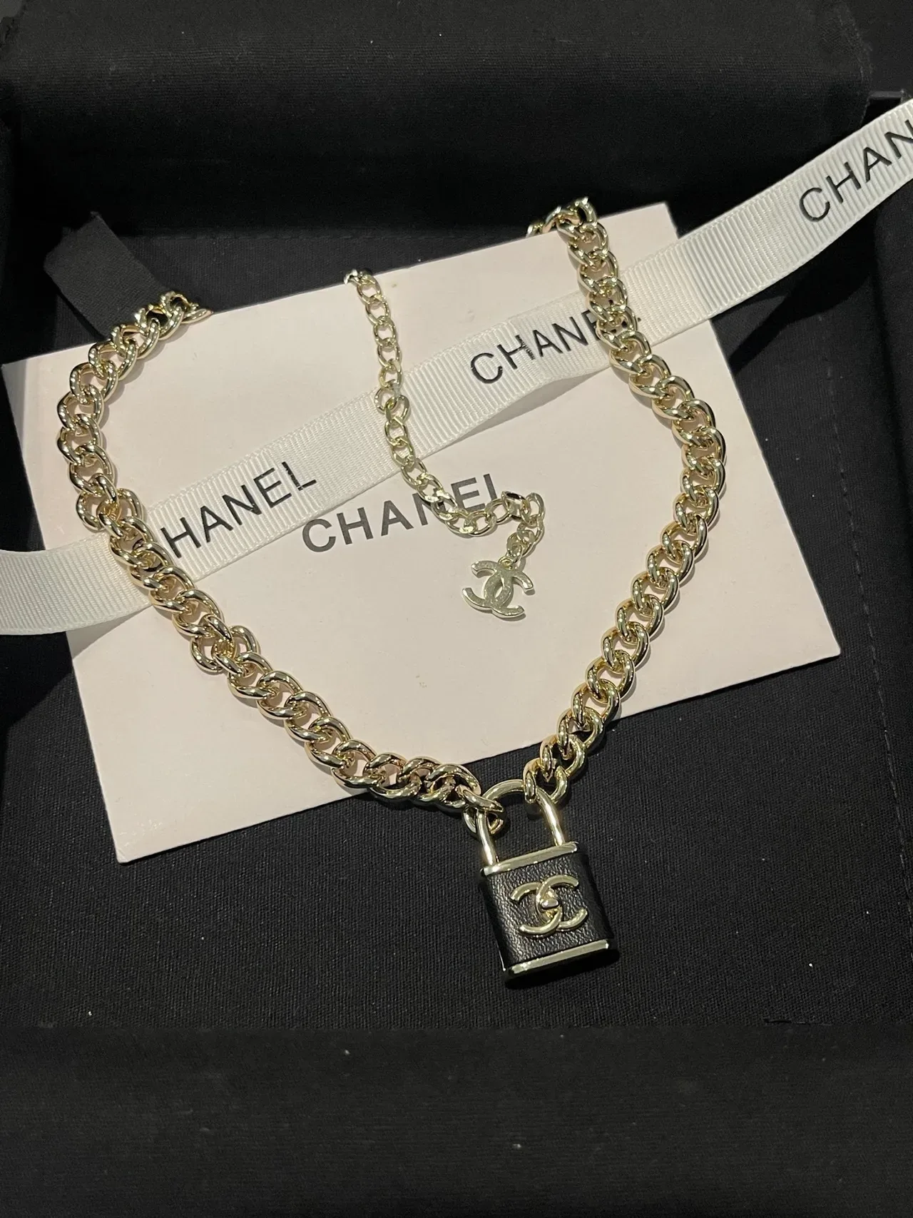 Chanel Padlock Pendant Silver-Tone Chain Necklace 9