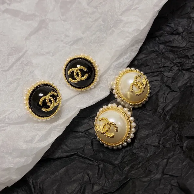 Chanel Pearl-Bezeled CC Logo Stud Earrings 5