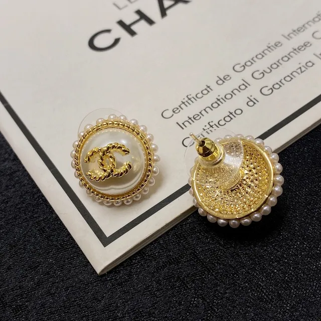 Chanel Pearl-Bezeled CC Logo Stud Earrings 6