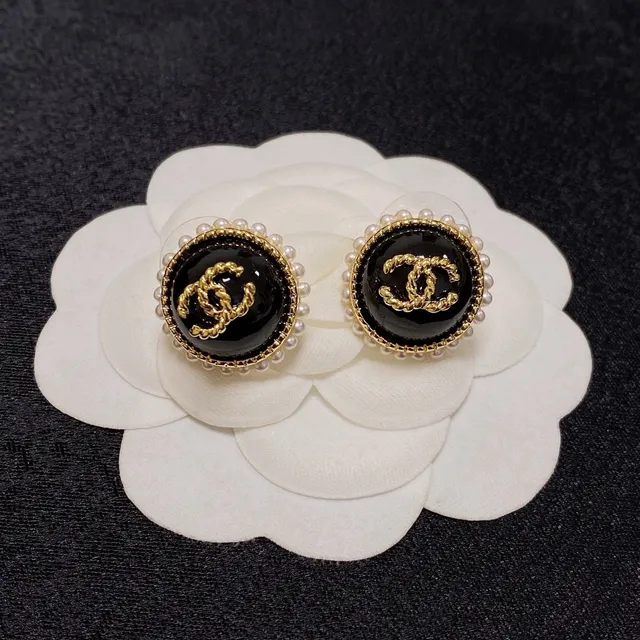 Chanel Pearl-Bezeled CC Logo Stud Earrings 7