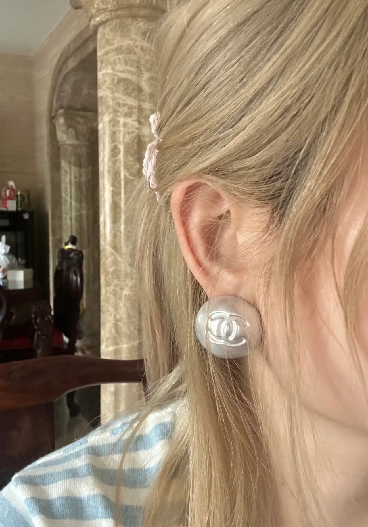 Chanel Pearl-Effect CC Logo Stud Earrings 2