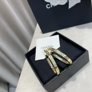 Chanel Quilted Crystal Hoop Earrings