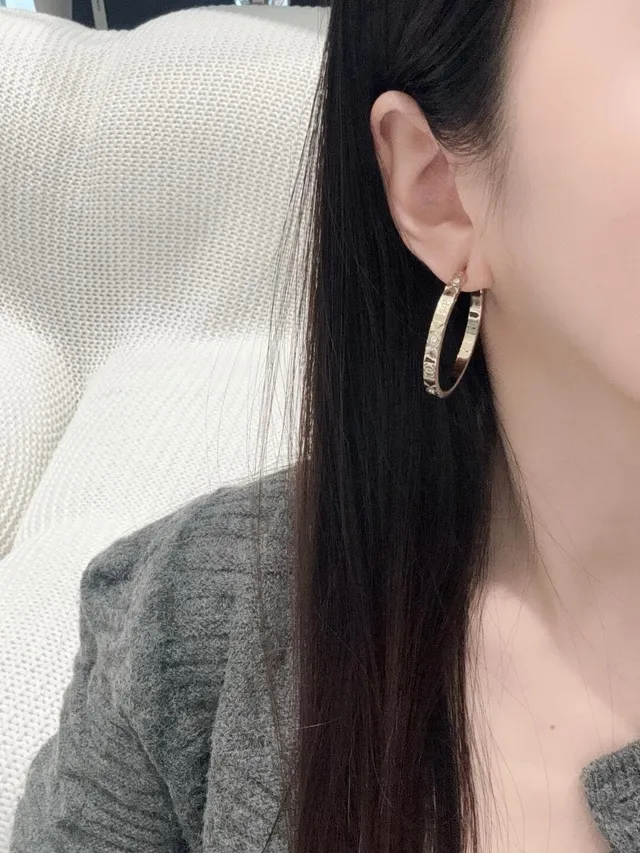 Chanel Quilted Crystal Hoop Earrings 2