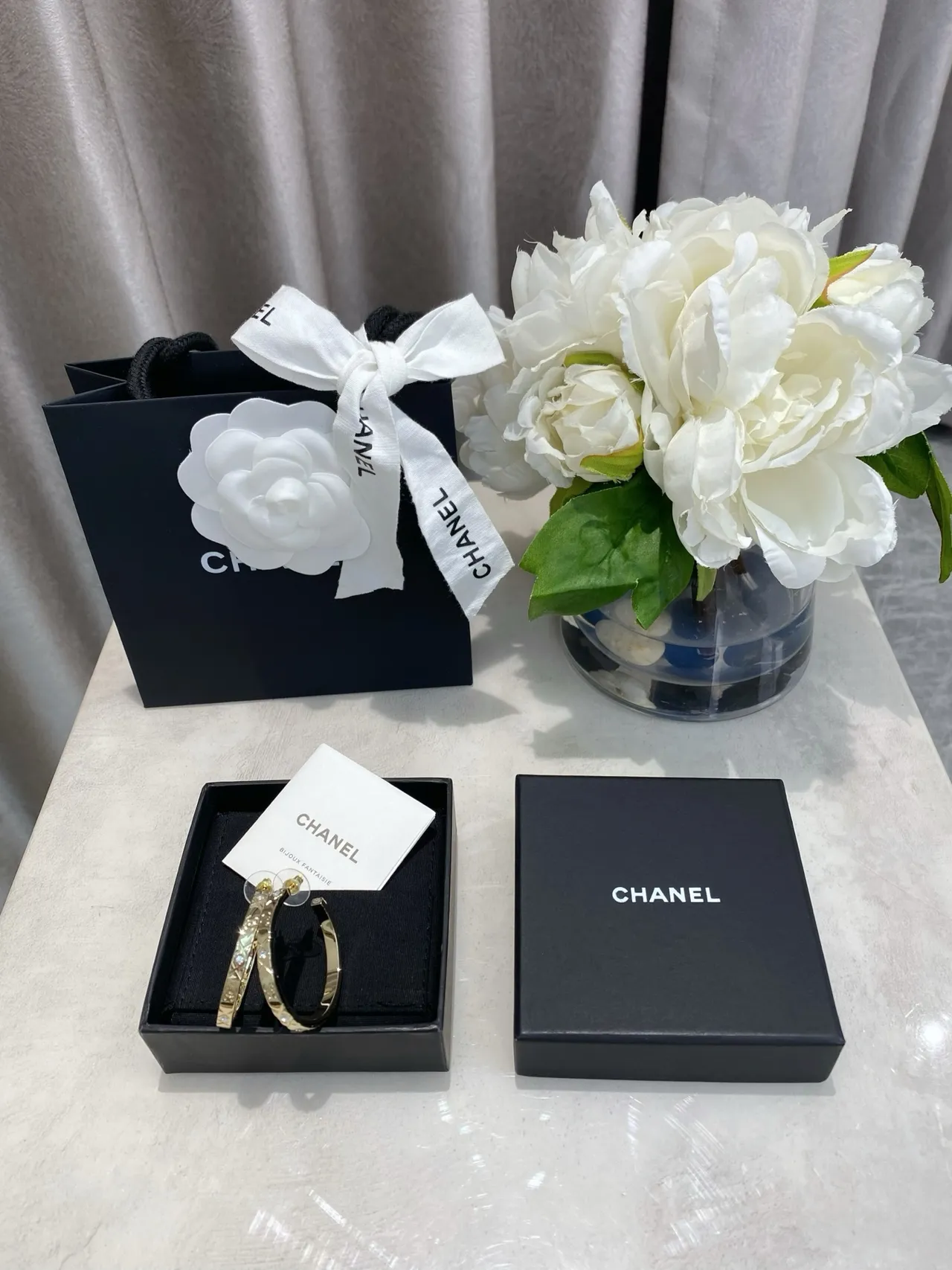 Chanel Quilted Crystal Hoop Earrings 6