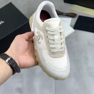 Chanel Runway Sneaker Beige White Low-Top Mixed-Material Lifestyle Sneakers