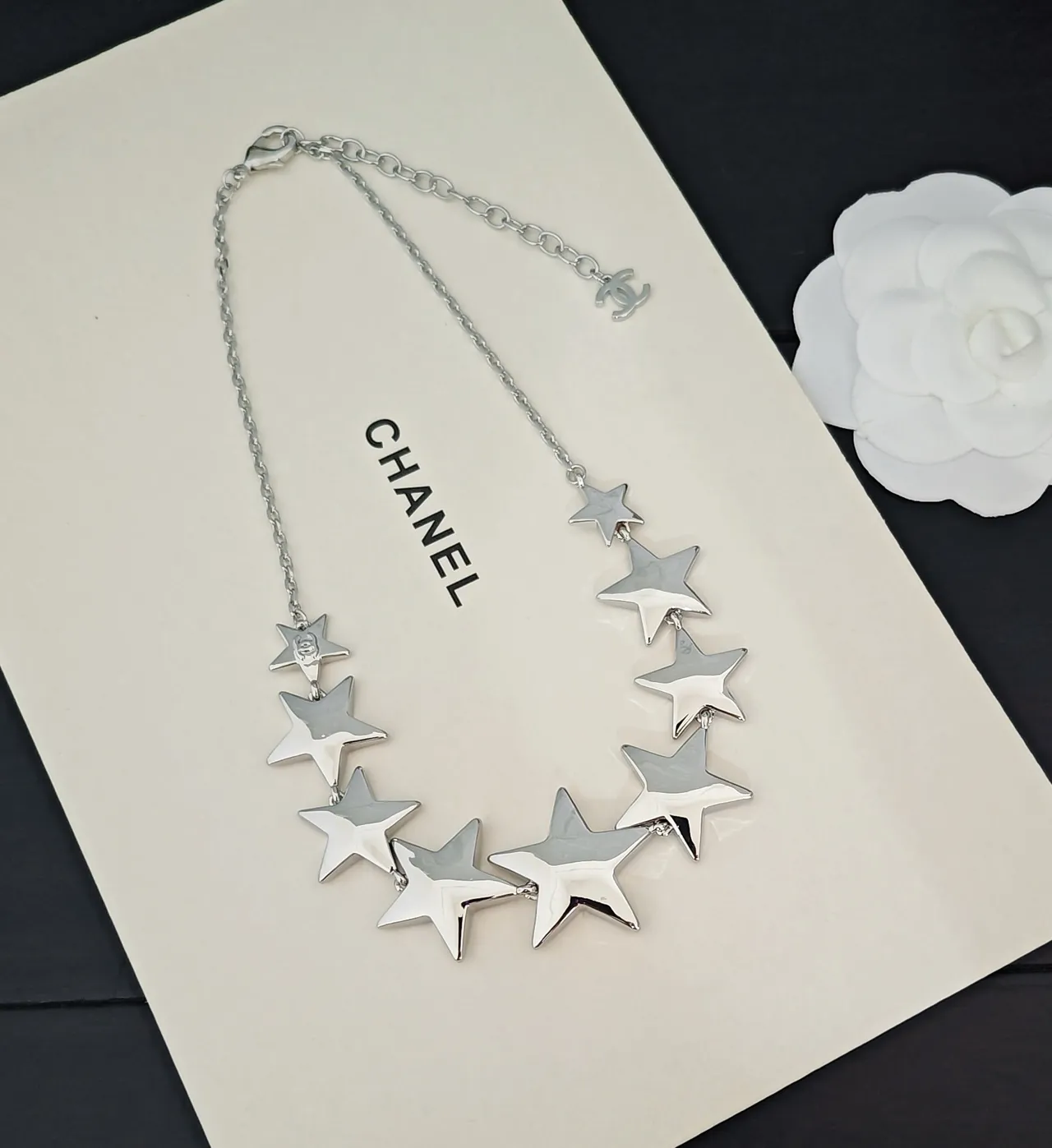 Chanel Silver Multi-Star Pendant Polished Necklace 3