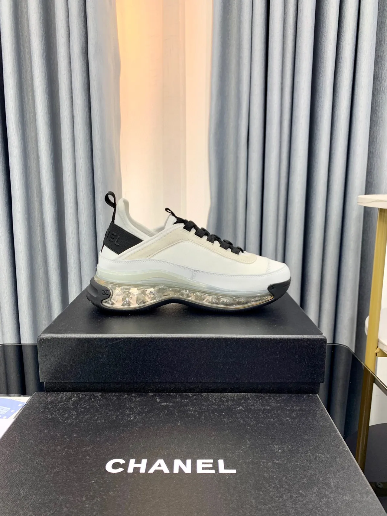 Chanel White Black Bubble Sole Interlocking CC Logo Chunky Sneakers 9