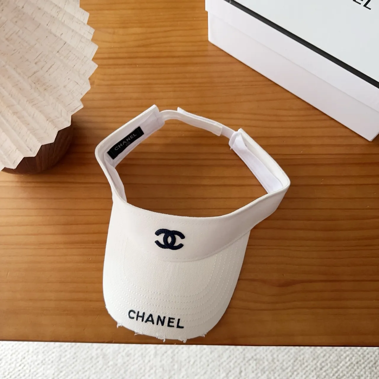 Chanel White Navy Visor Silhouette Embroidered Logo Baseball Cap 3