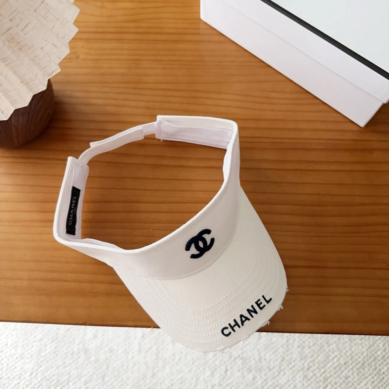 Chanel White Navy Visor Silhouette Embroidered Logo Baseball Cap 6