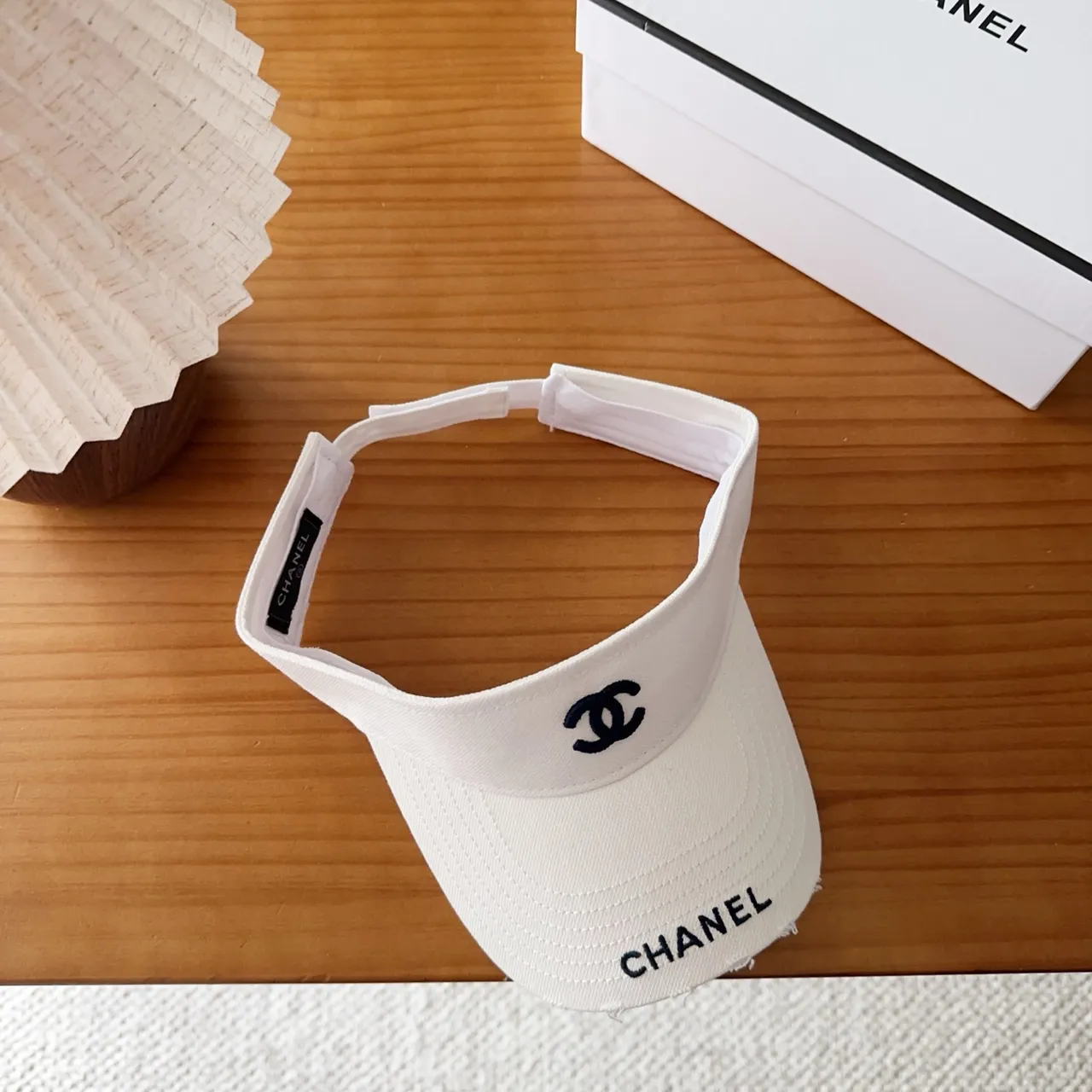 Chanel White Navy Visor Silhouette Embroidered Logo Baseball Cap 9