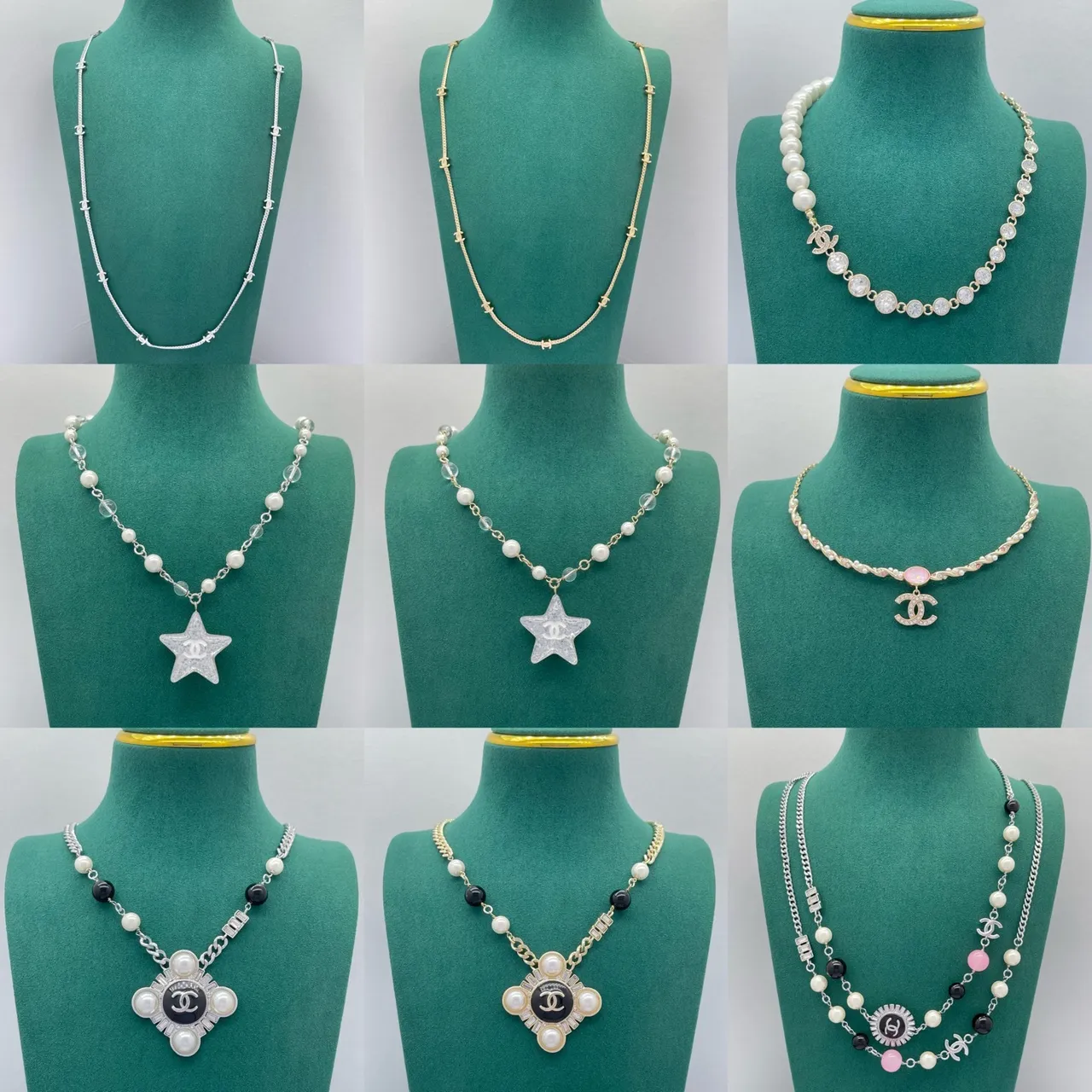Chanel White Silver Pearl Strand Interlocking CC Logo Necklace 14