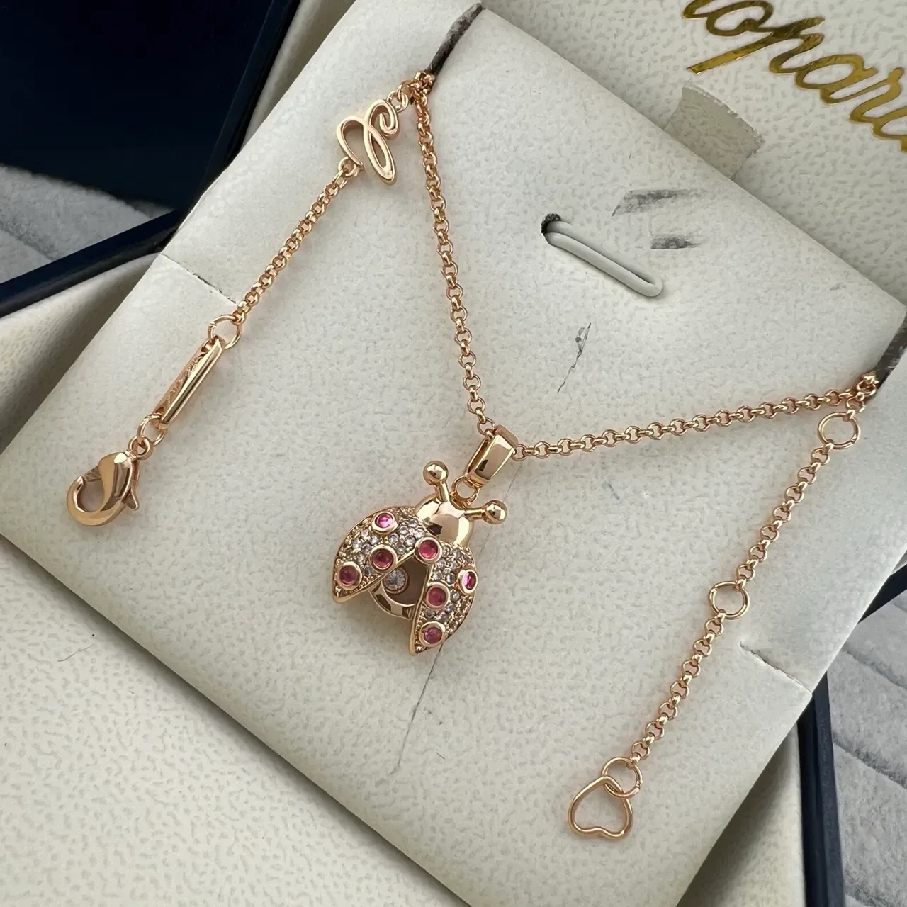 Chopard Gold Silver Ladybug Motif Pavé-Set Gemstones Necklace 4
