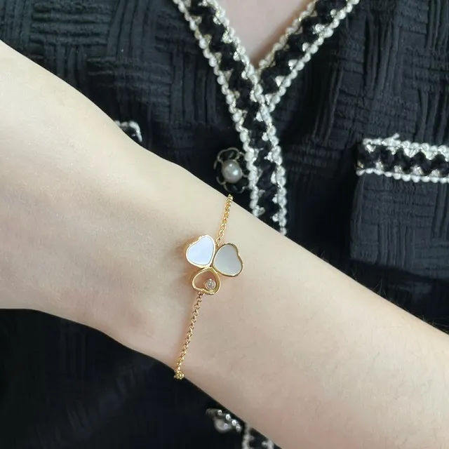 Chopard Chaîne Or Blanc Motif Trois Cœurs Bracelet 8