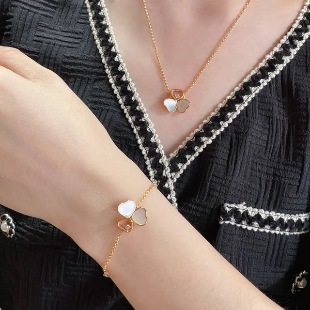 Chopard Chaîne Or Blanc Motif Trois Cœurs Bracelet 9